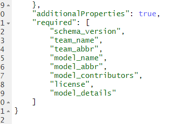 Code for the required fields of metadata in model-metadata-schema.json