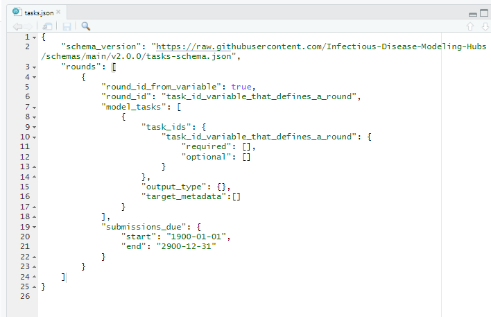 Screenshot of the code in the tasks.json file